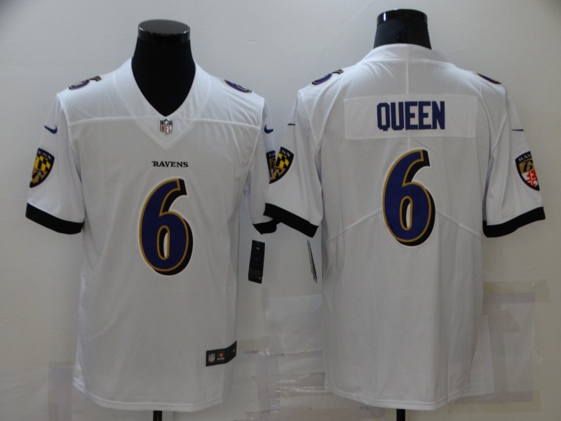 Men's Baltimore Ravens #6 Patrick Queen White Vapor Untouchable Limited Stitched Jersey Men's Baltimore Ravens #6 Patrick Queen White Vapor Untouchable Limited Stitched Jersey
